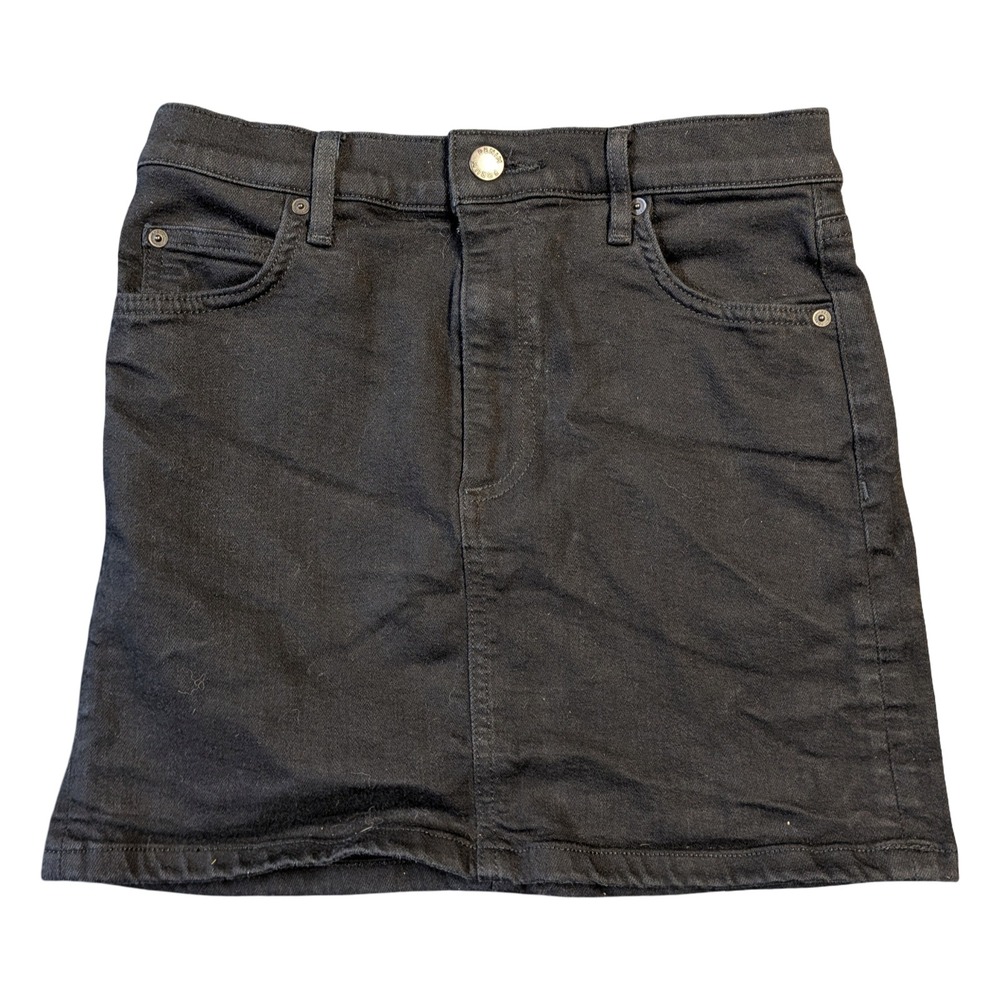 Denim Forum The Cowgirl Micro Skirt Black Denim Mini Size 25